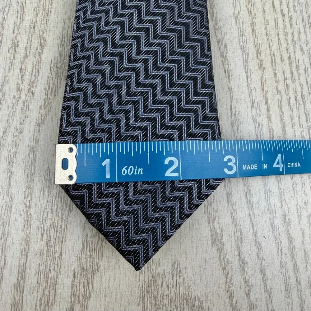 738 Alfani Men's Tie Abstract 001 Black $55 Chevron Polyester 1afc24-1006